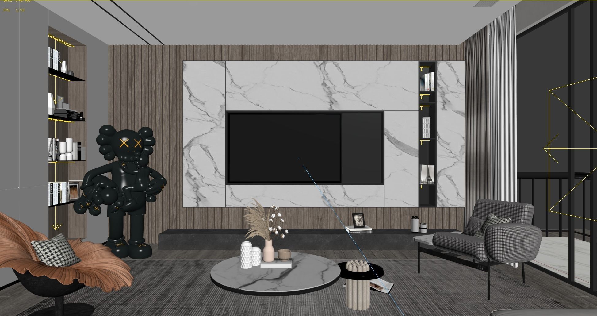 Living Room Interior Scene 3D model_10