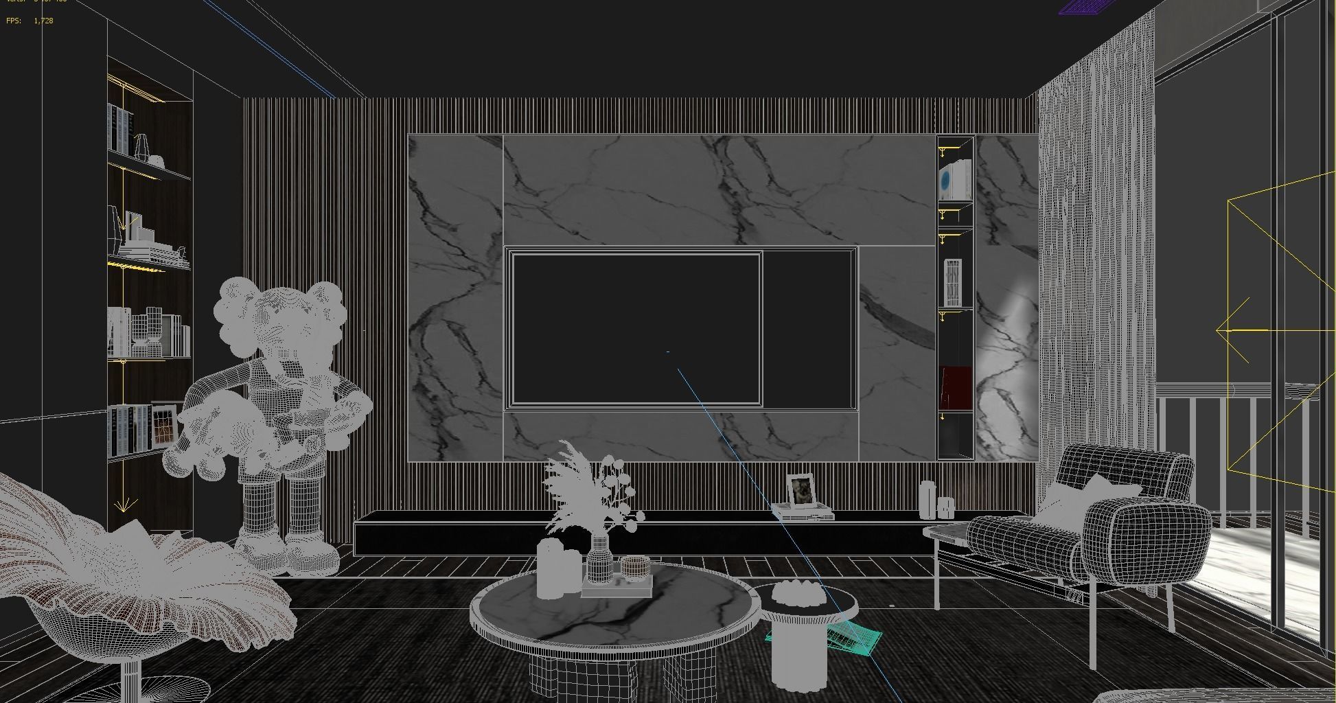 Living Room Interior Scene 3D model_7