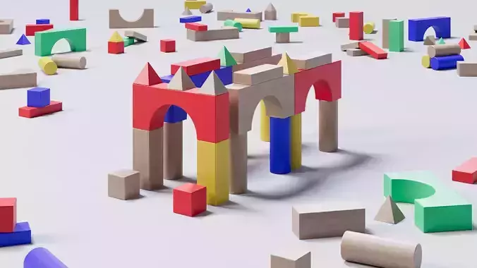 Wooden Blocks Toy Castle