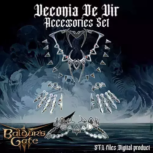 Viconia DeVir Shar Cult Accessories Set Baldurs Gate 3 3D print model