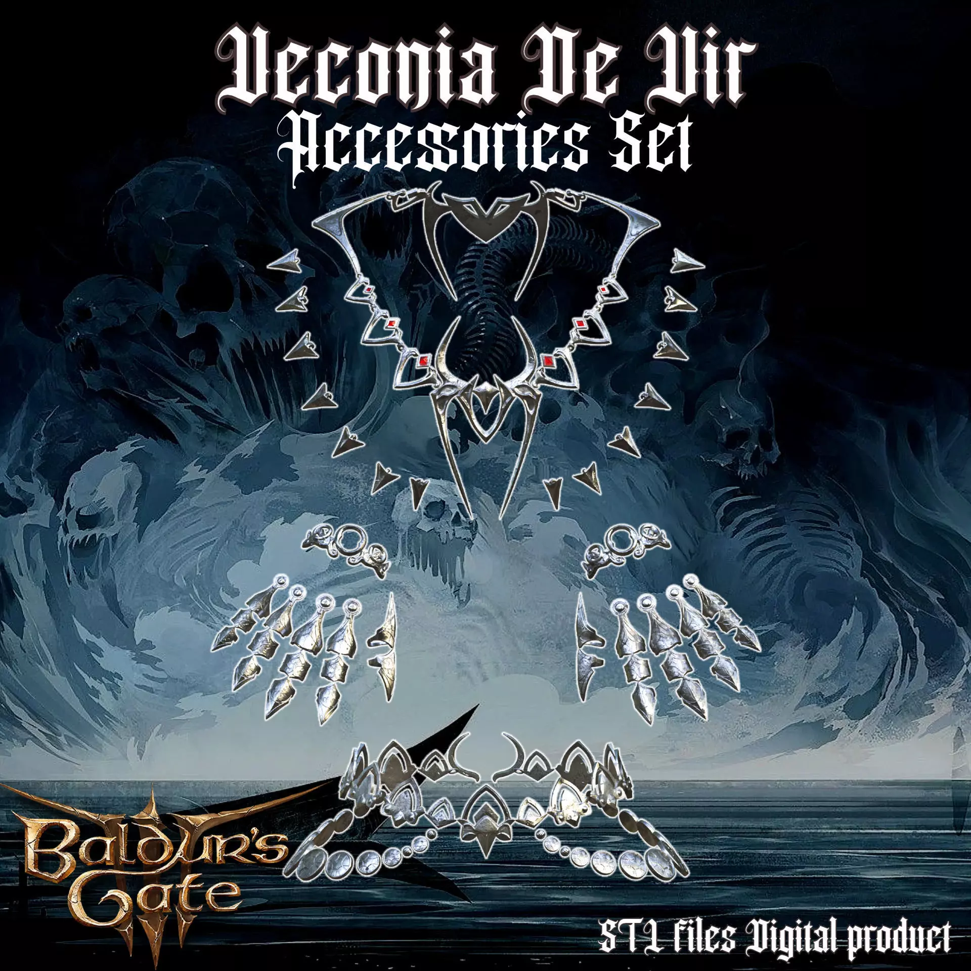 Viconia DeVir Shar Cult Accessories Set Baldurs Gate 3 3D print model_0