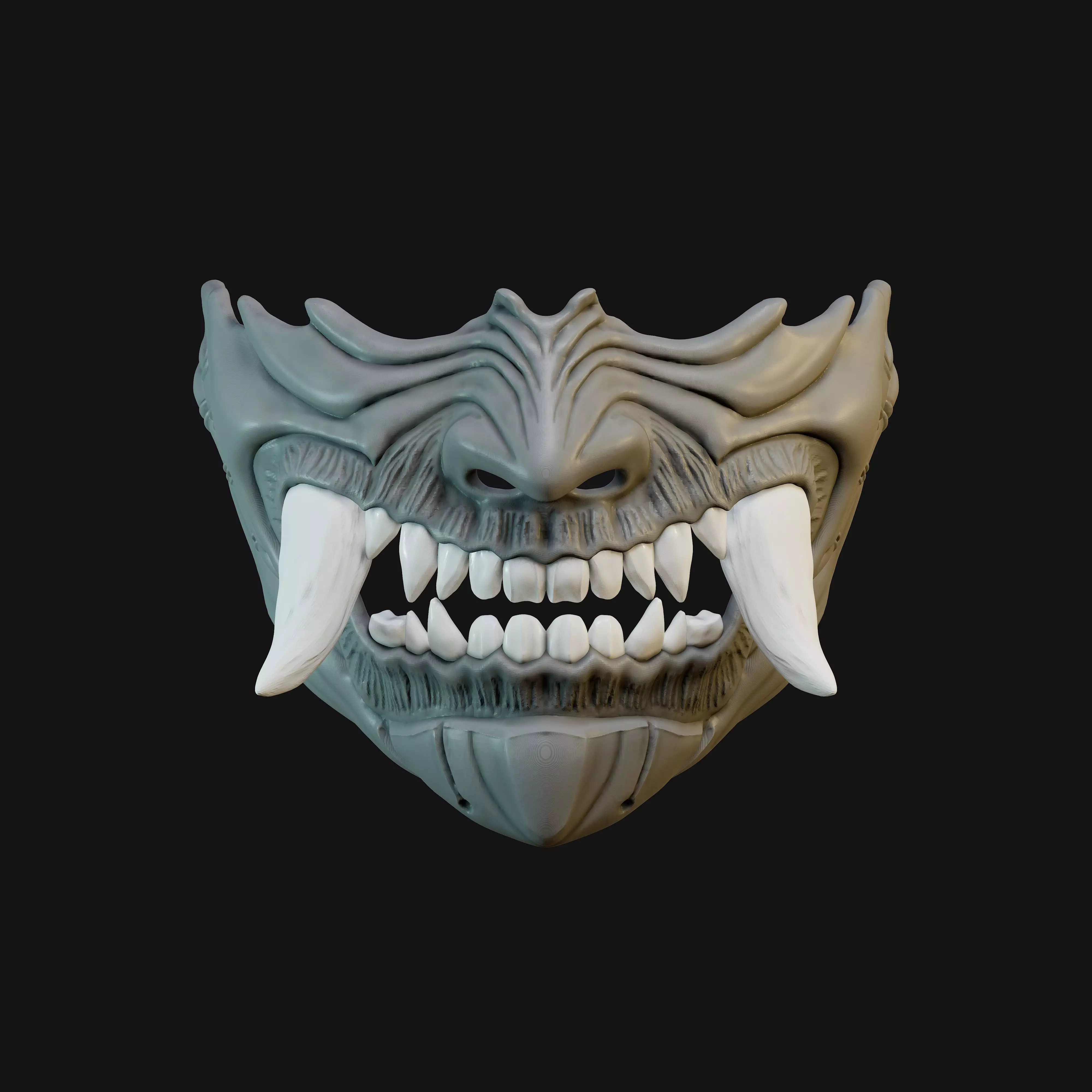 WEARABLE ONI MASK 14 DEMON HALF FACE FANG 3D print model