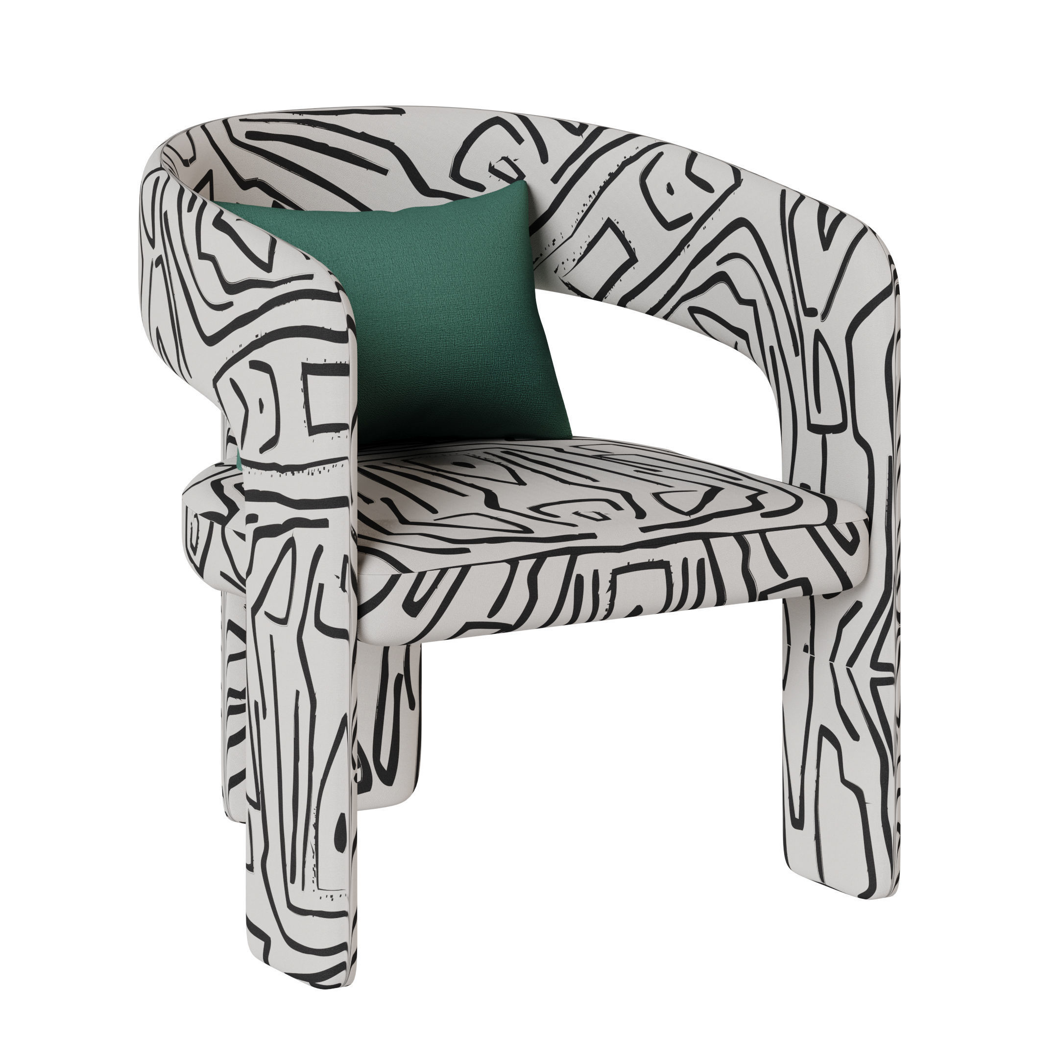 Cali chair collection with five different variations 3D model_1