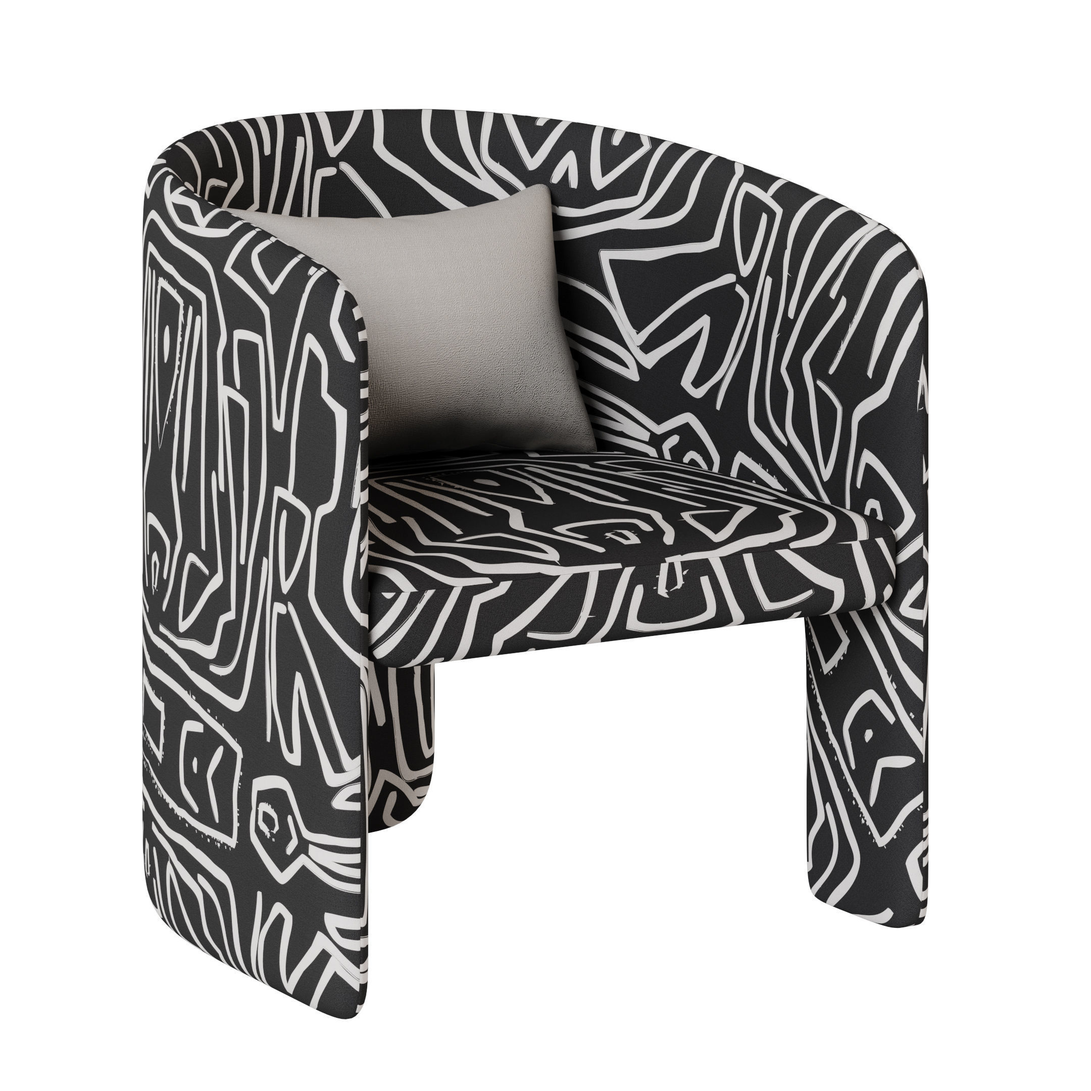 Cali chair collection with five different variations 3D model_3