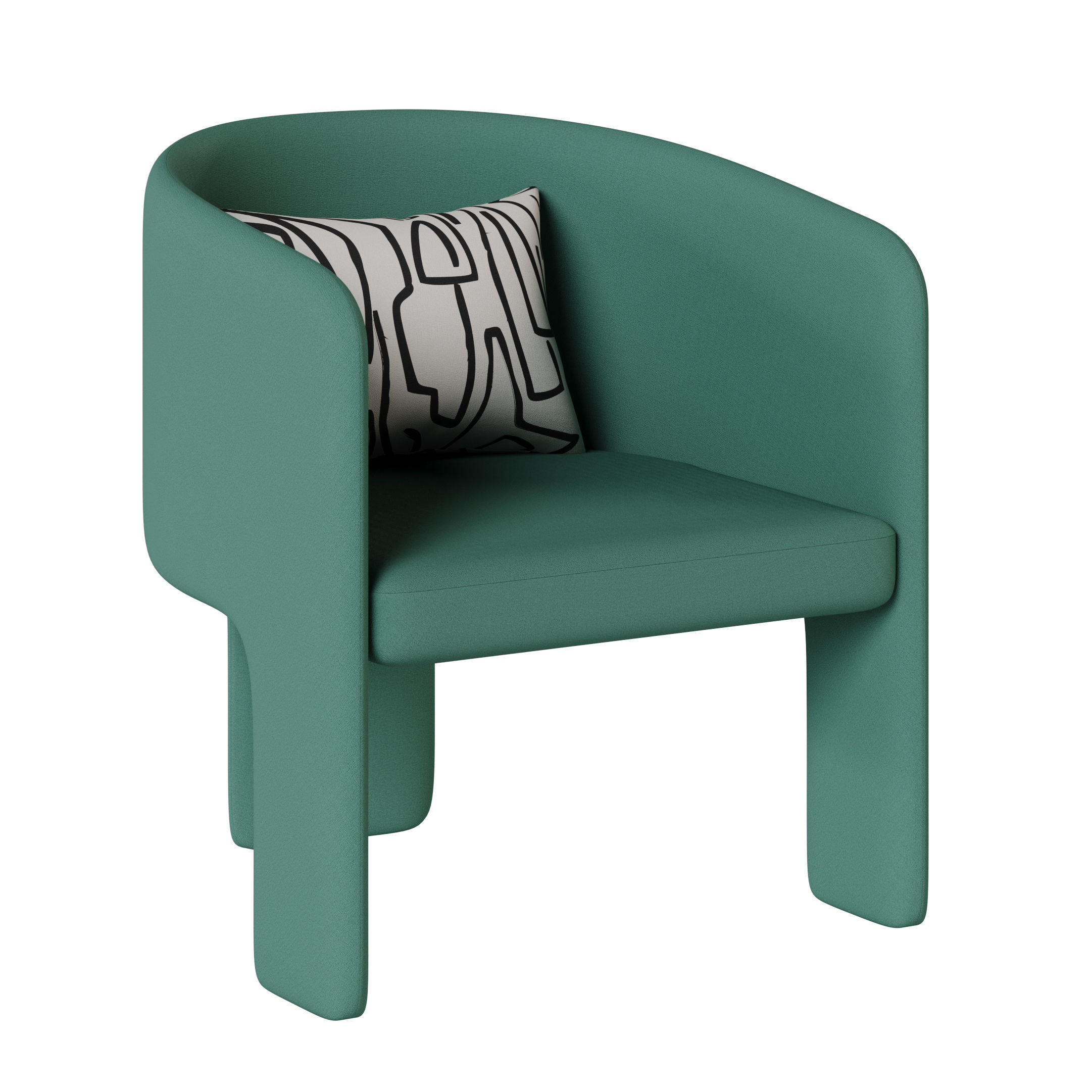 Cali chair collection with five different variations 3D model_4