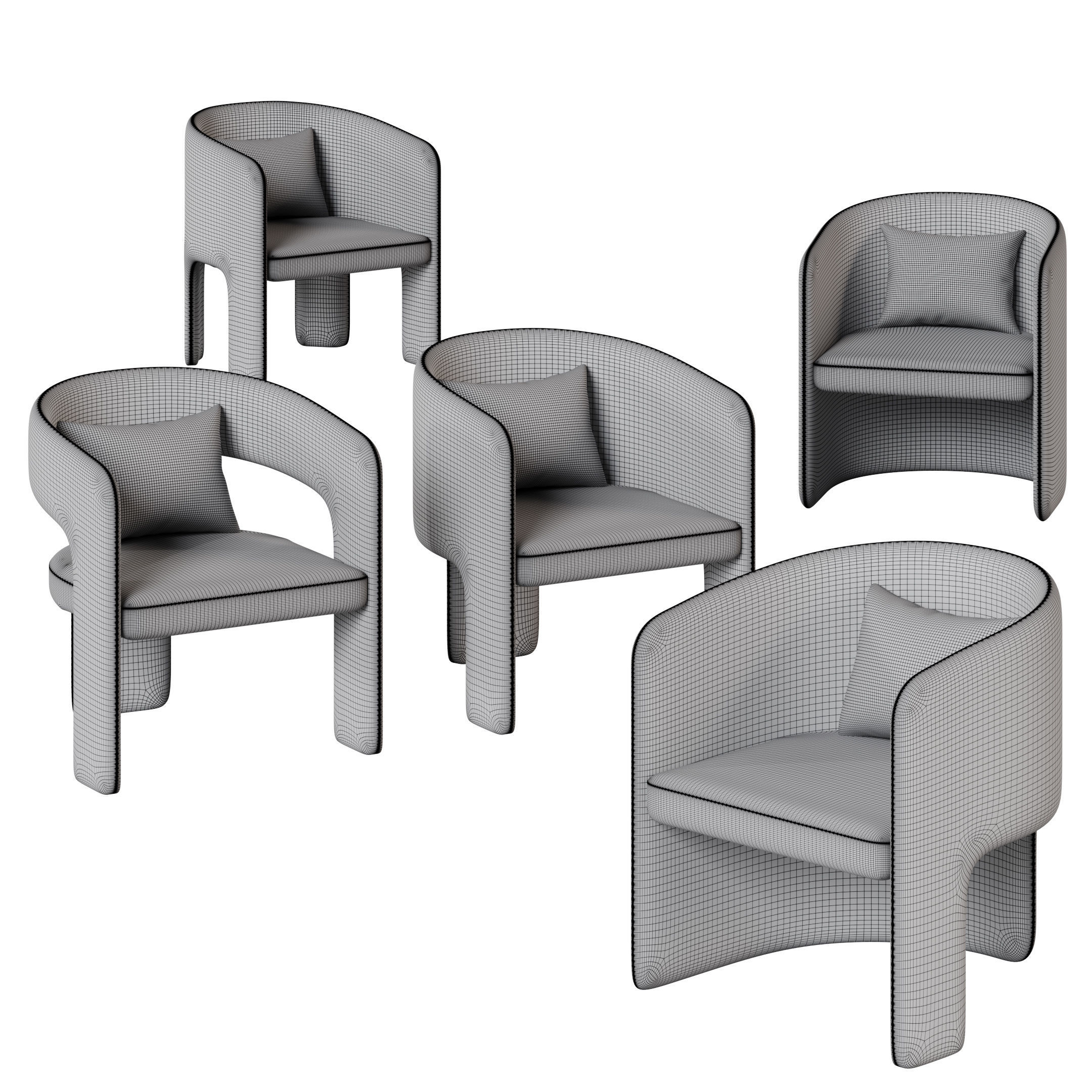 Cali chair collection with five different variations 3D model_8