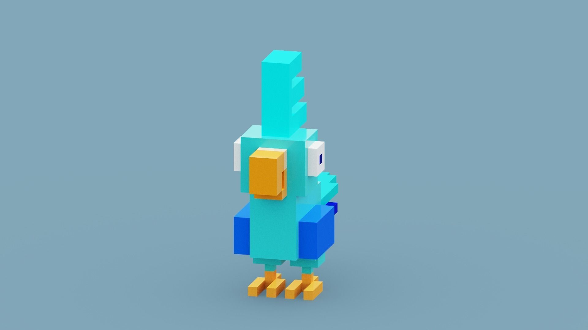 Voxel Blue Bird Low-poly 3D model_14