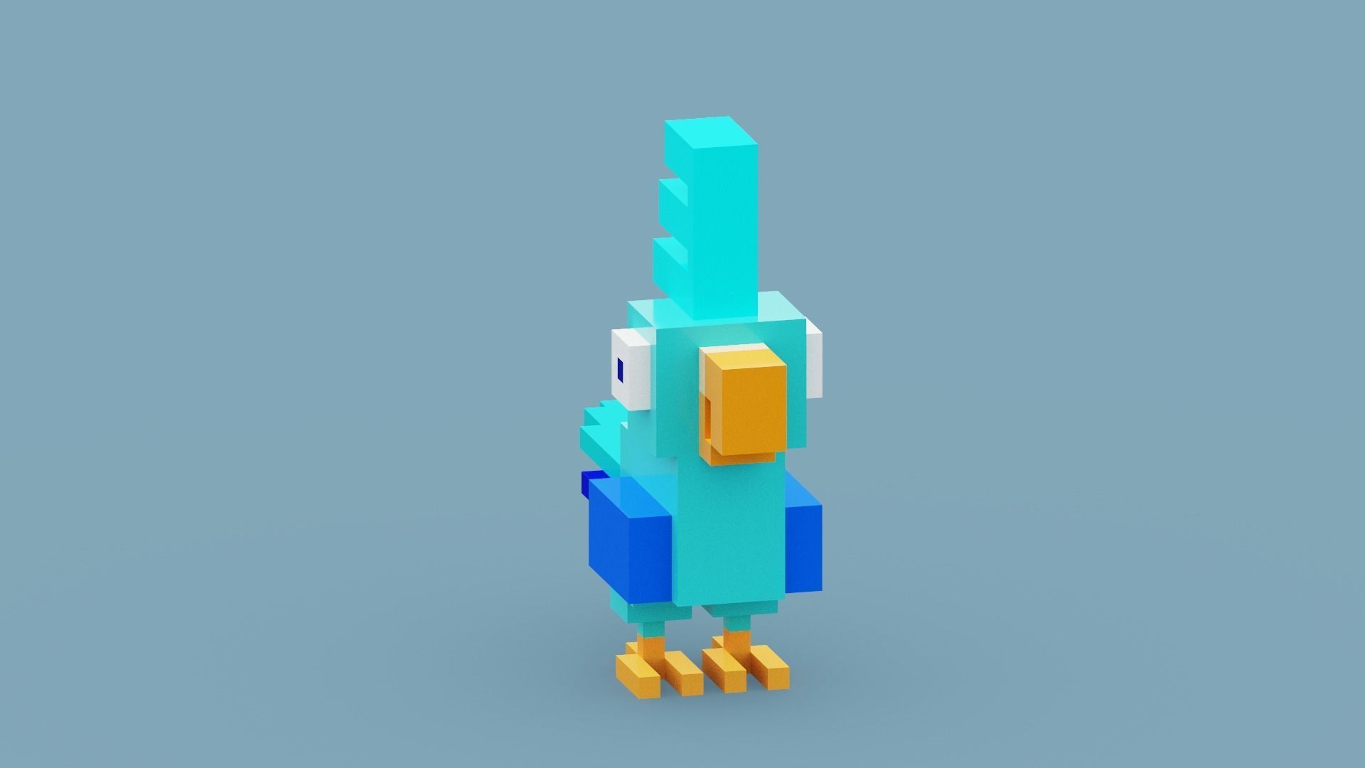 Voxel Blue Bird Low-poly 3D model_13