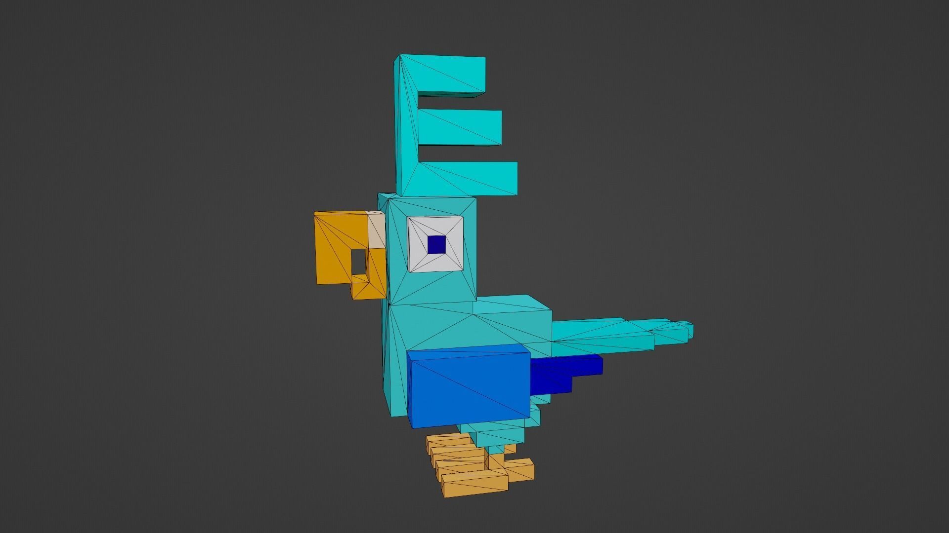 Voxel Blue Bird Low-poly 3D model_19