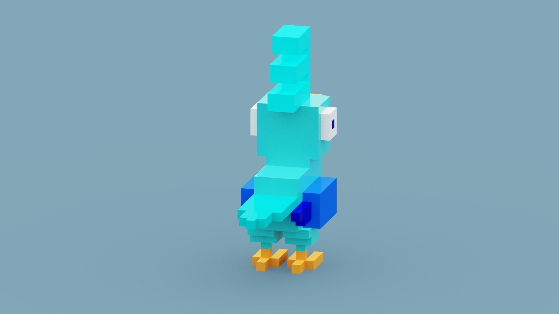 Voxel Blue Bird Low-poly 3D model_8