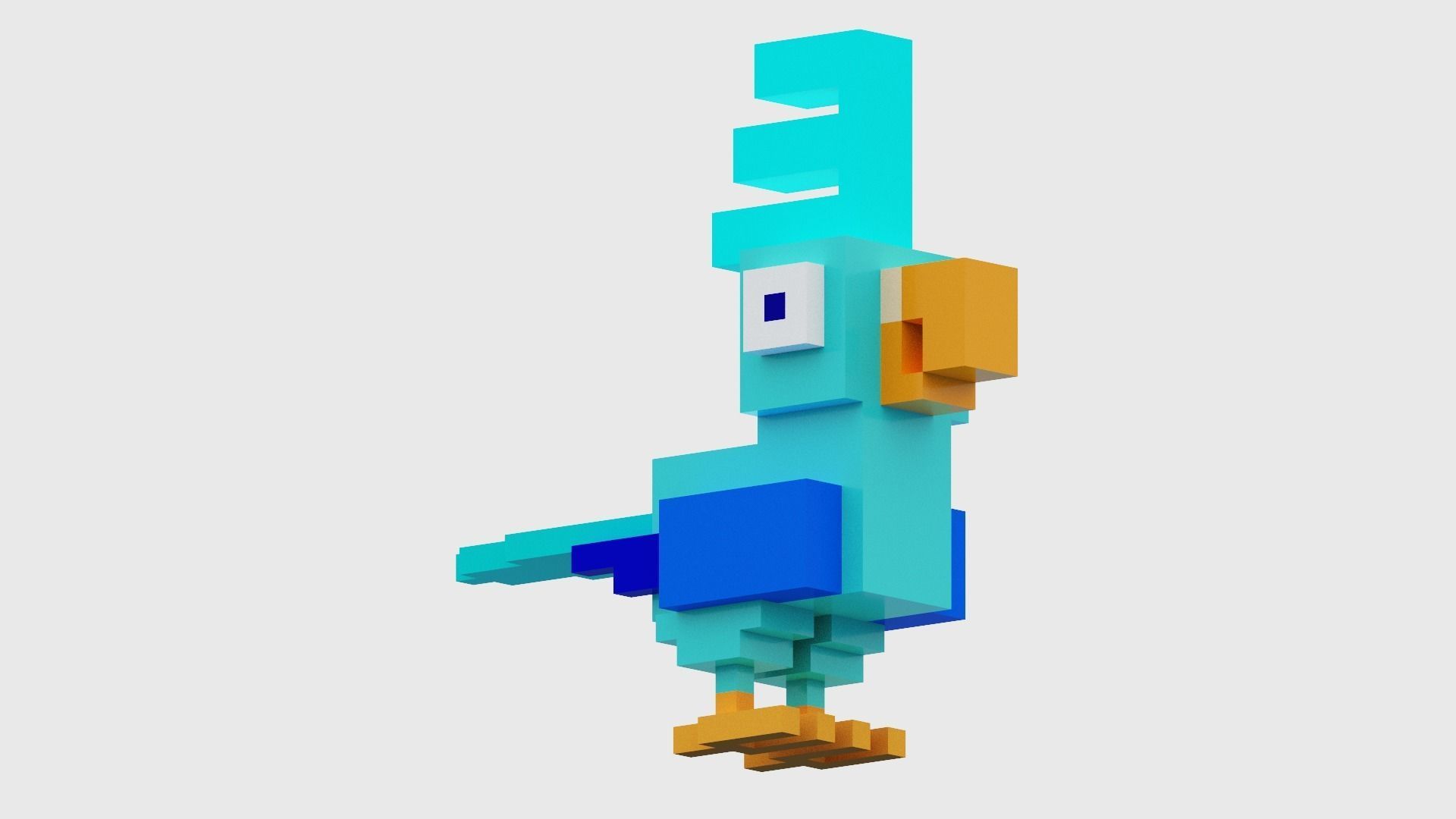 Voxel Blue Bird Low-poly 3D model_5
