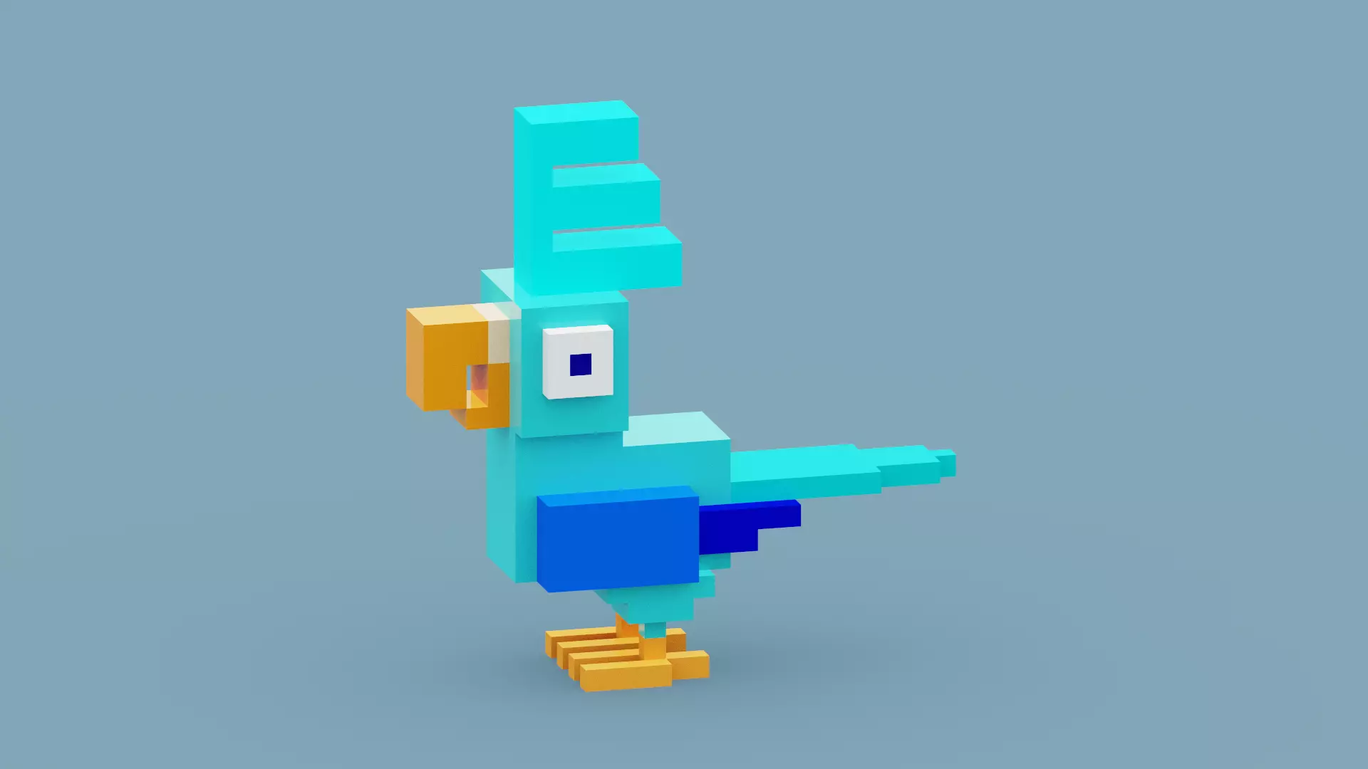Voxel Blue Bird Low-poly 3D model_0