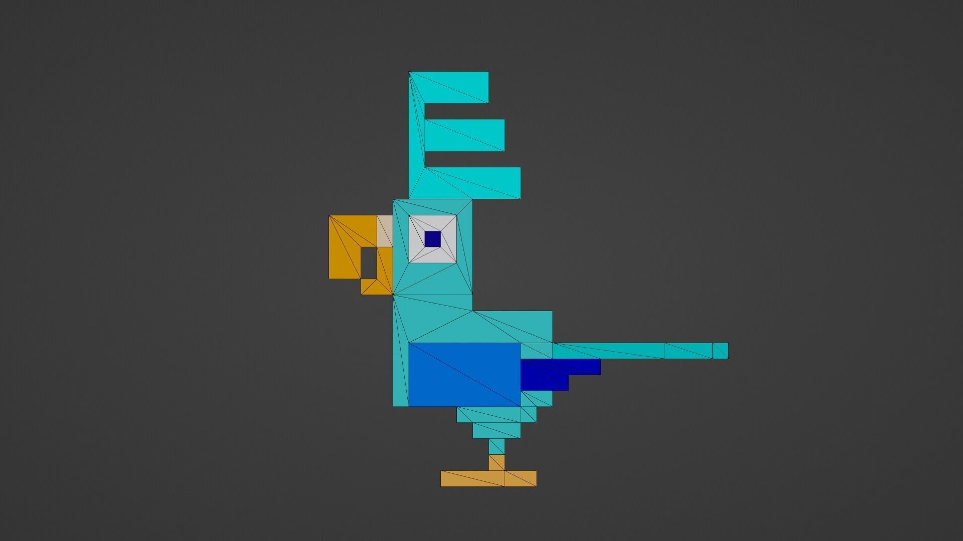 Voxel Blue Bird Low-poly 3D model_16