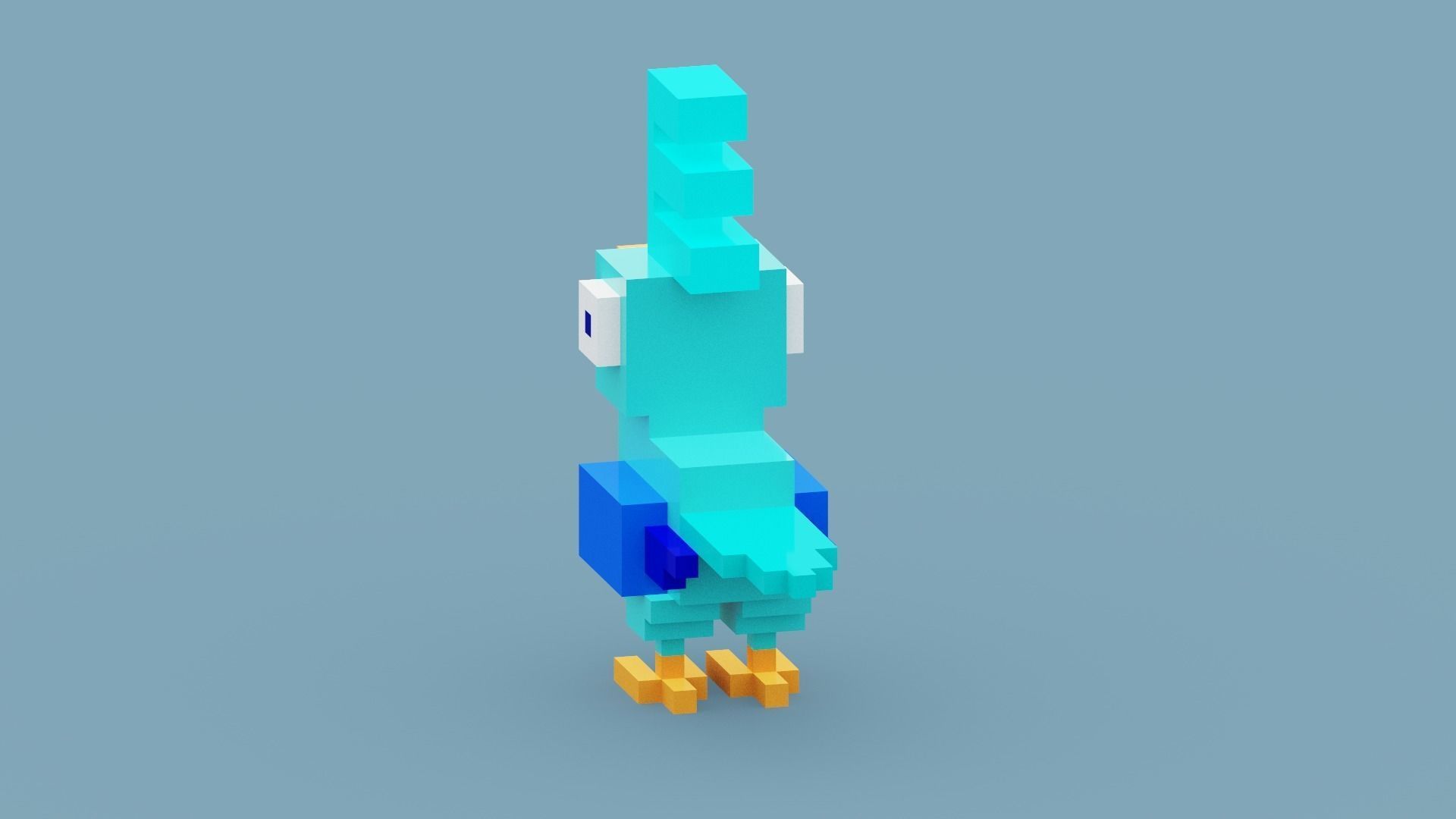 Voxel Blue Bird Low-poly 3D model_7