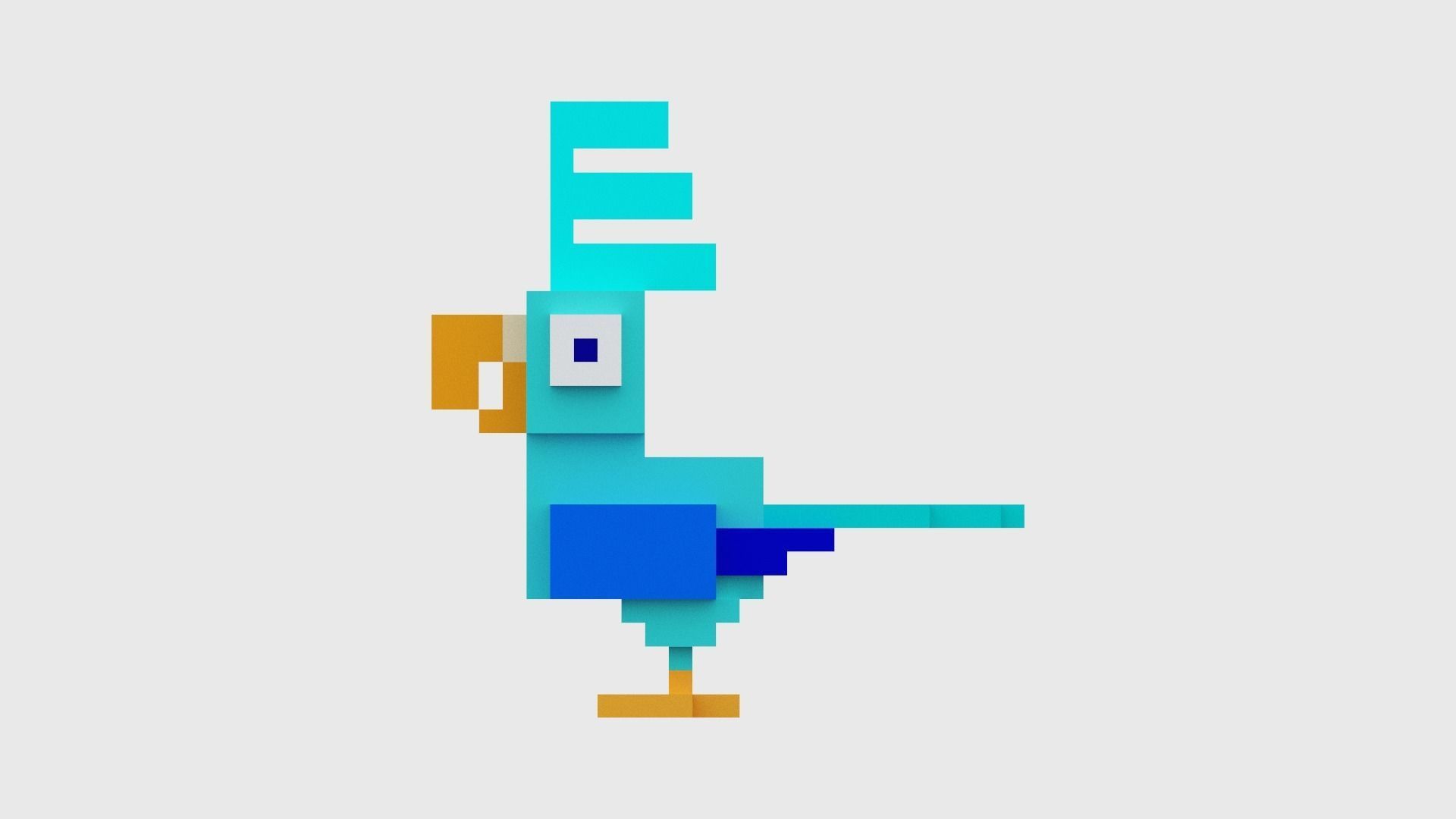 Voxel Blue Bird Low-poly 3D model_4