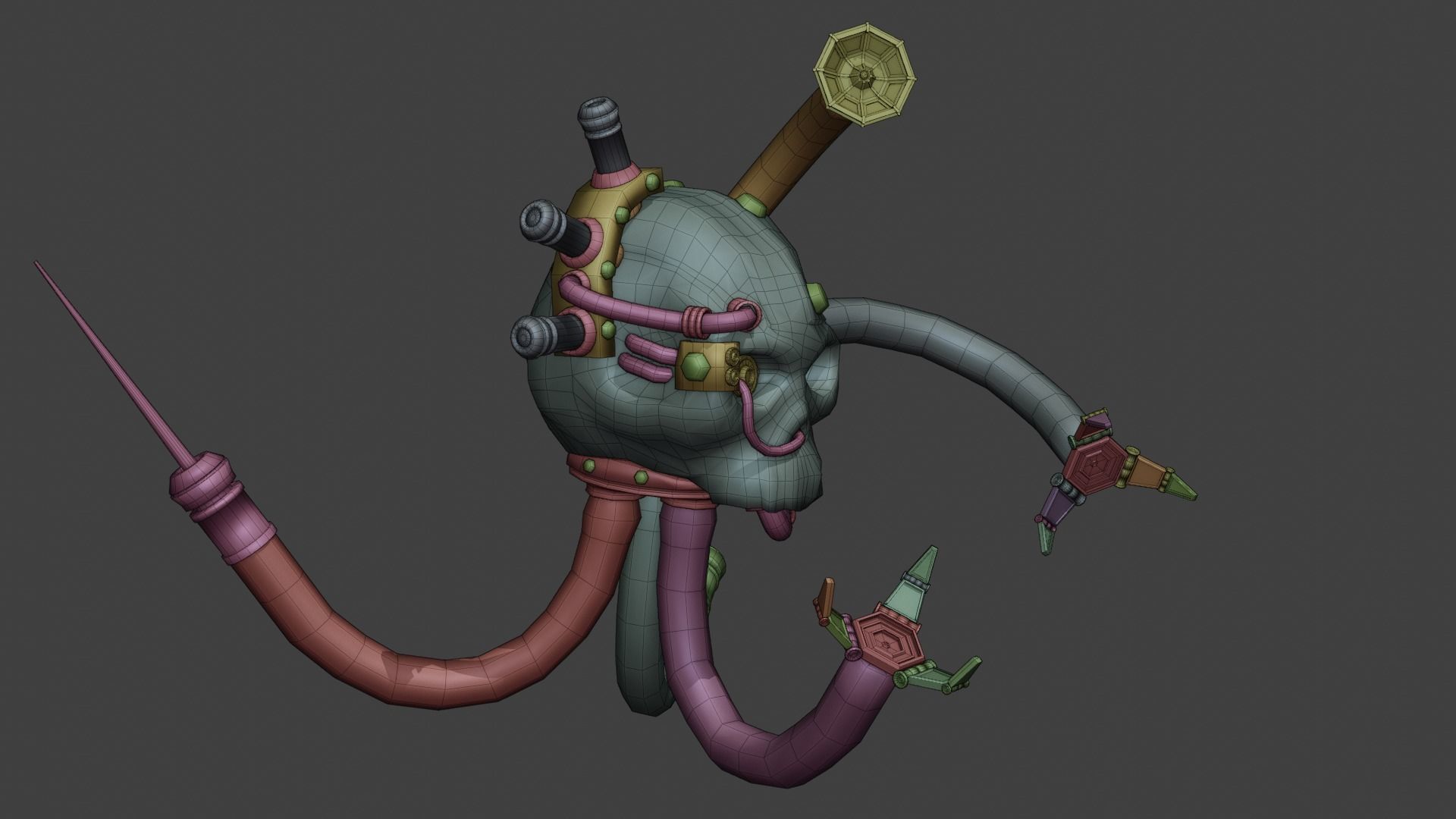 Servo-skull Low-poly 3D model_9