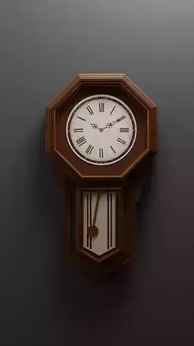 Vintage Wooden Wall Clock  PBR Low-Poly Game-Ready Asset