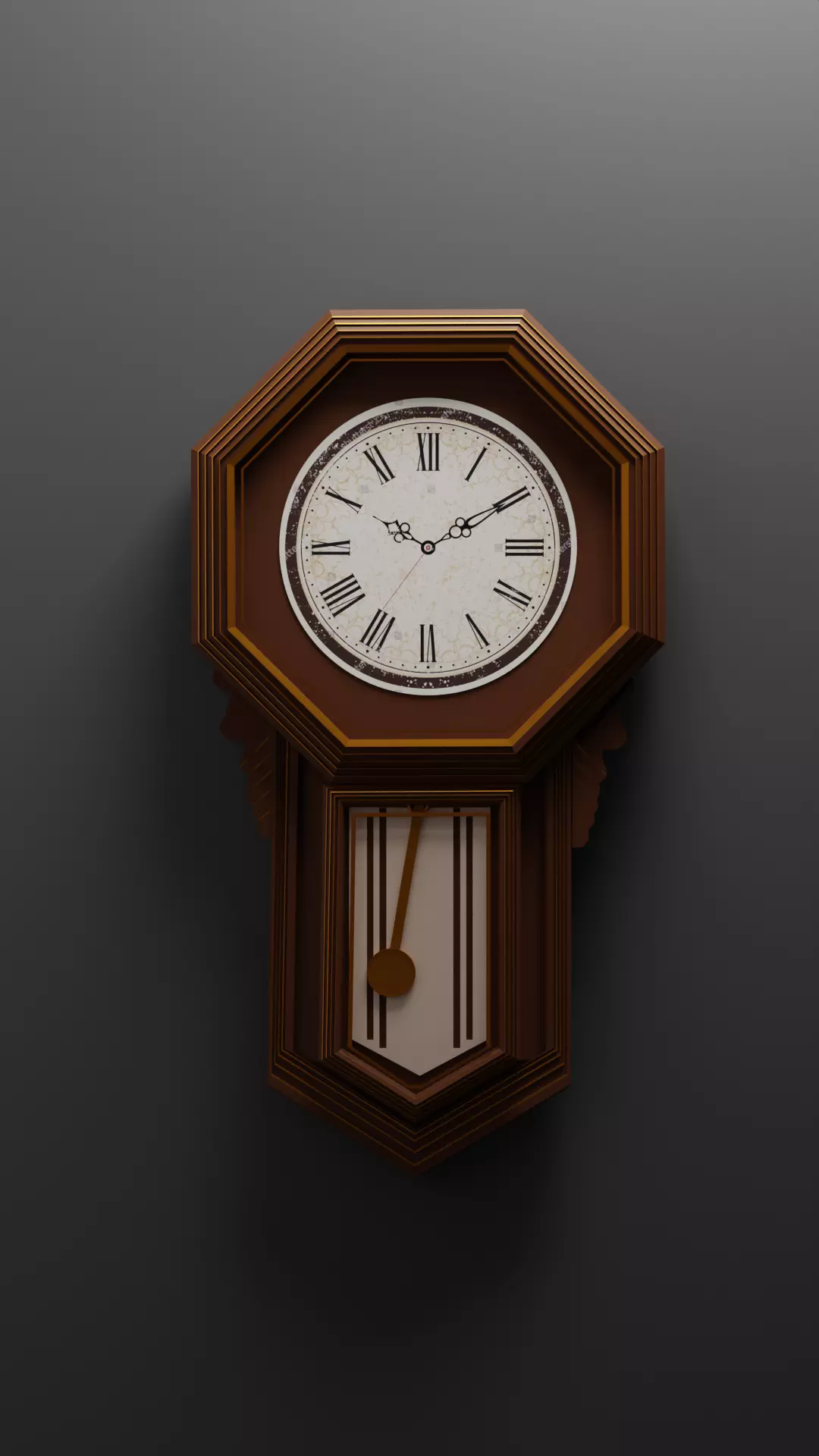 Vintage Wooden Wall Clock  PBR Low-Poly Game-Ready Asset Low-poly 3D model_0
