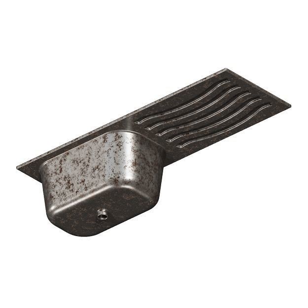 Rusty Kitchen Sink Drainboard 3D model_4