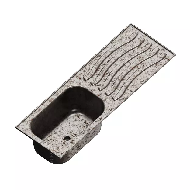 Rusty Kitchen Sink Drainboard 3D model_0