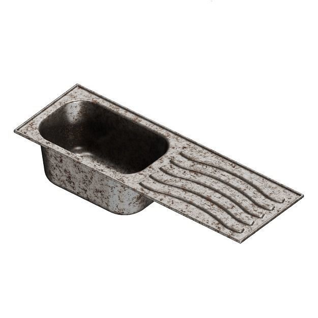 Rusty Kitchen Sink Drainboard 3D model_3