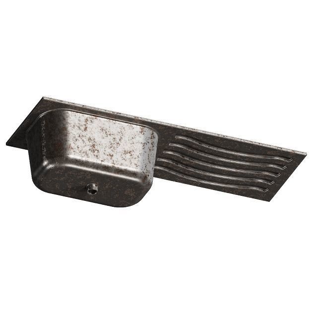 Rusty Kitchen Sink Drainboard 3D model_6
