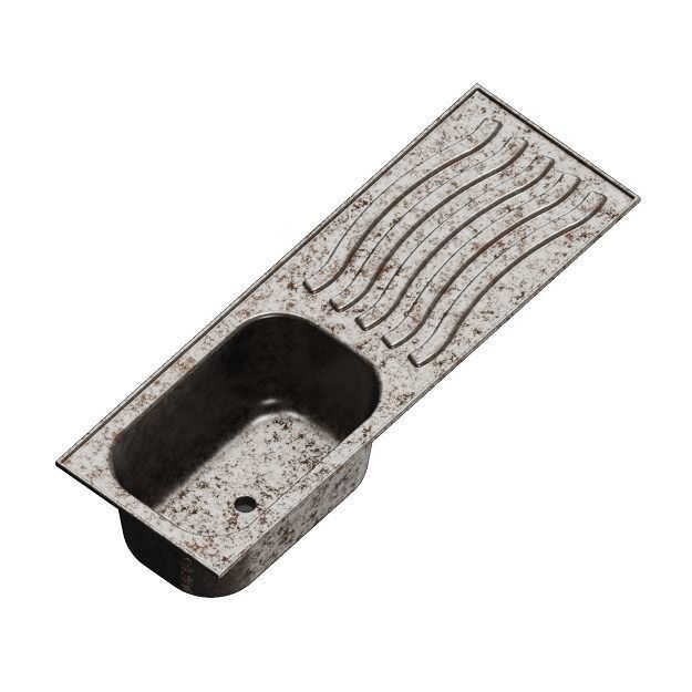 Rusty Kitchen Sink Drainboard 3D model_2