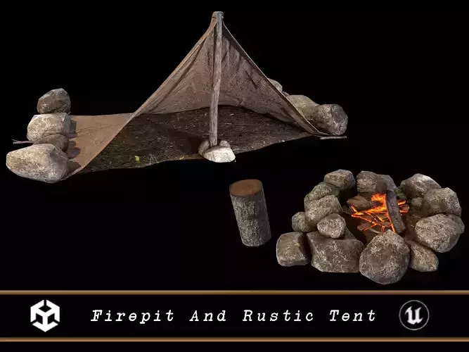 Firepit and Rustic Tent Pack 3D Model Collection Firepit and Rustic Tent Pack 3D Model Collection