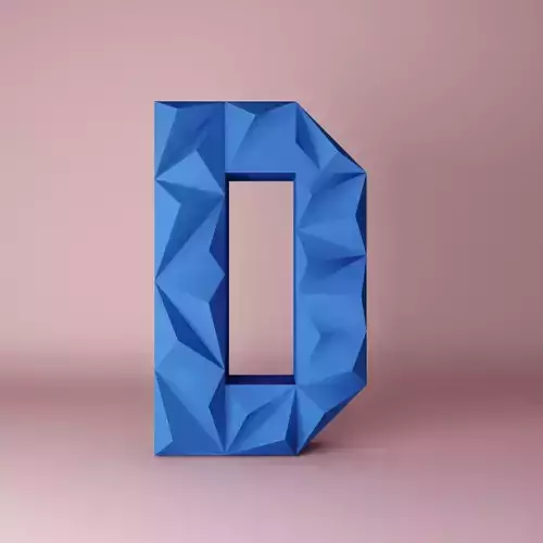 3D letter Low poly origami geometric 