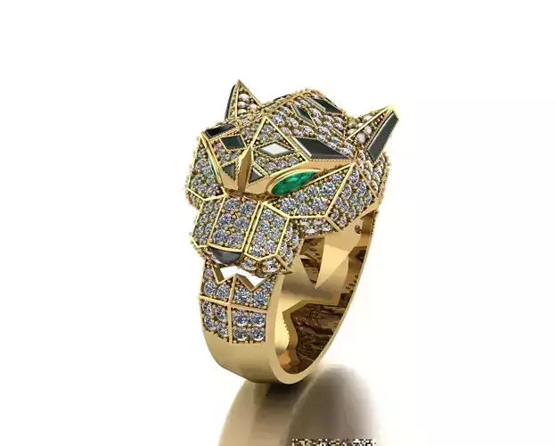 Tiger Leopard Ring men New model 3D  3D print model