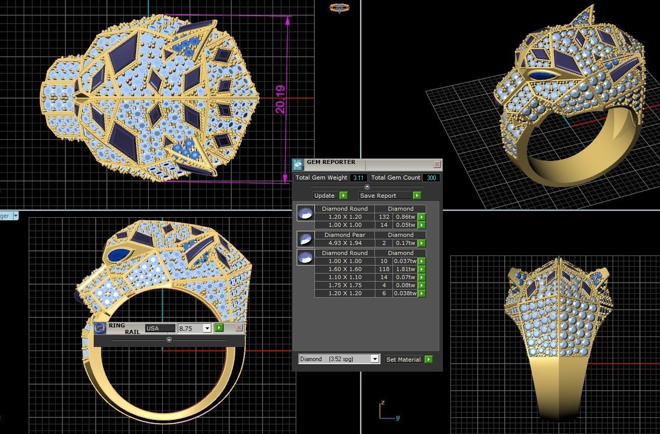 Tiger Leopard Ring men New model 3D 3D print model_8
