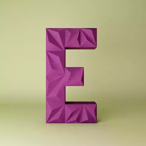 3D letter Low poly origami geometric 3D print model