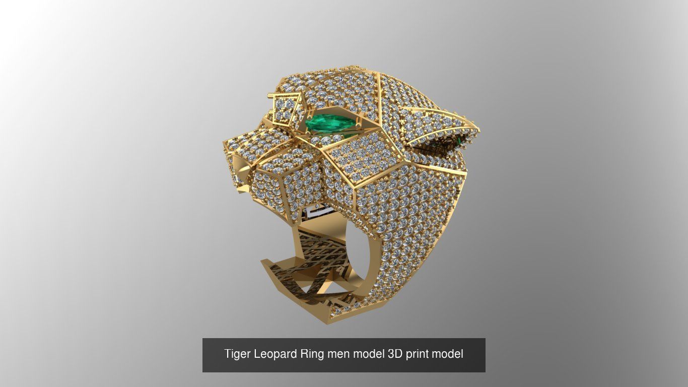 Tiger Leopard 5 Rings men model 3D print model 3D print model 3D Model Collection_3
