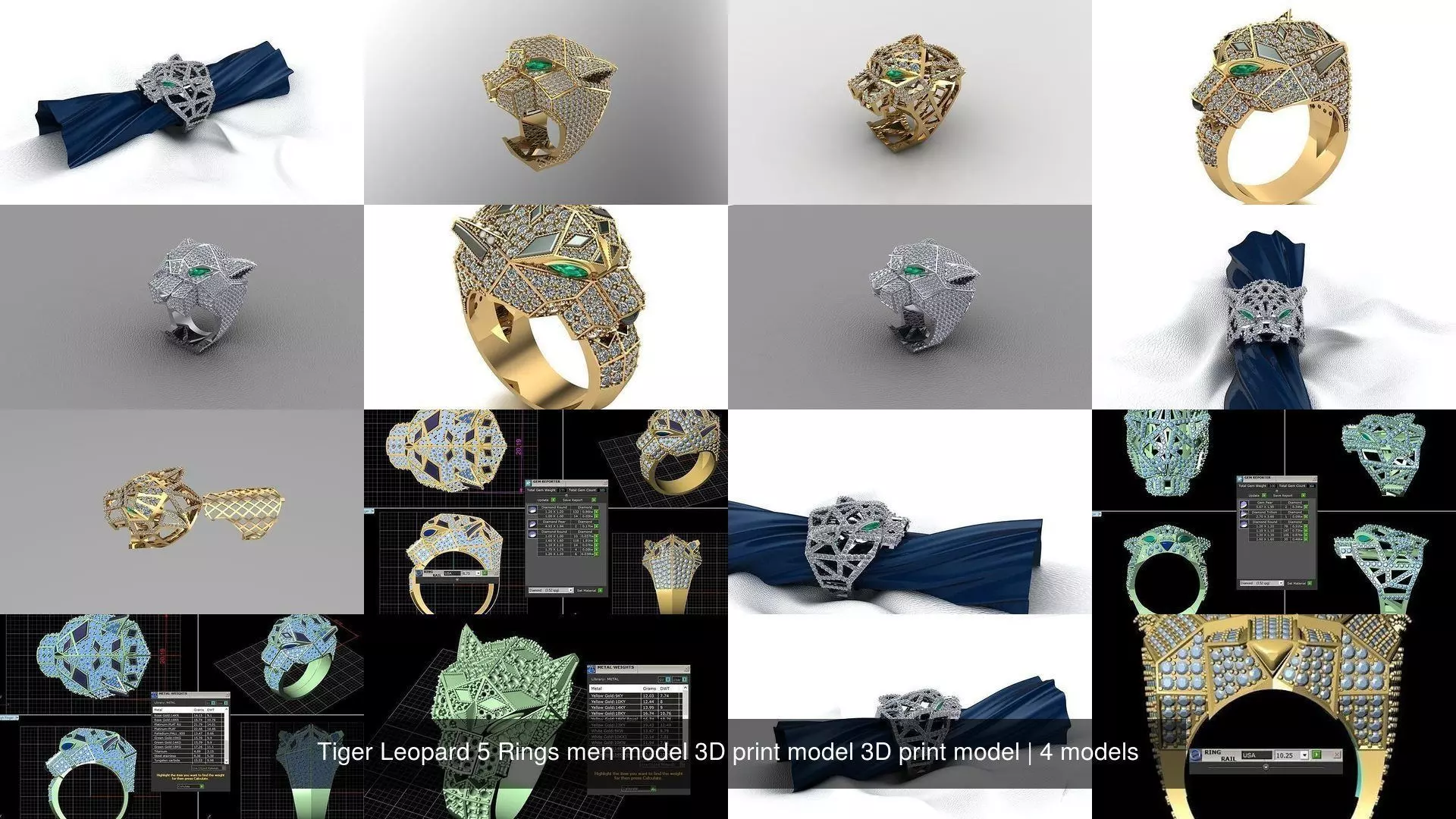 Tiger Leopard 5 Rings men model 3D print model 3D print model 3D Model Collection_1