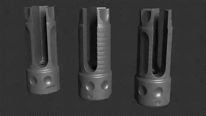 AR-15 KAC QDC Flash Hider Low-poly 3D model