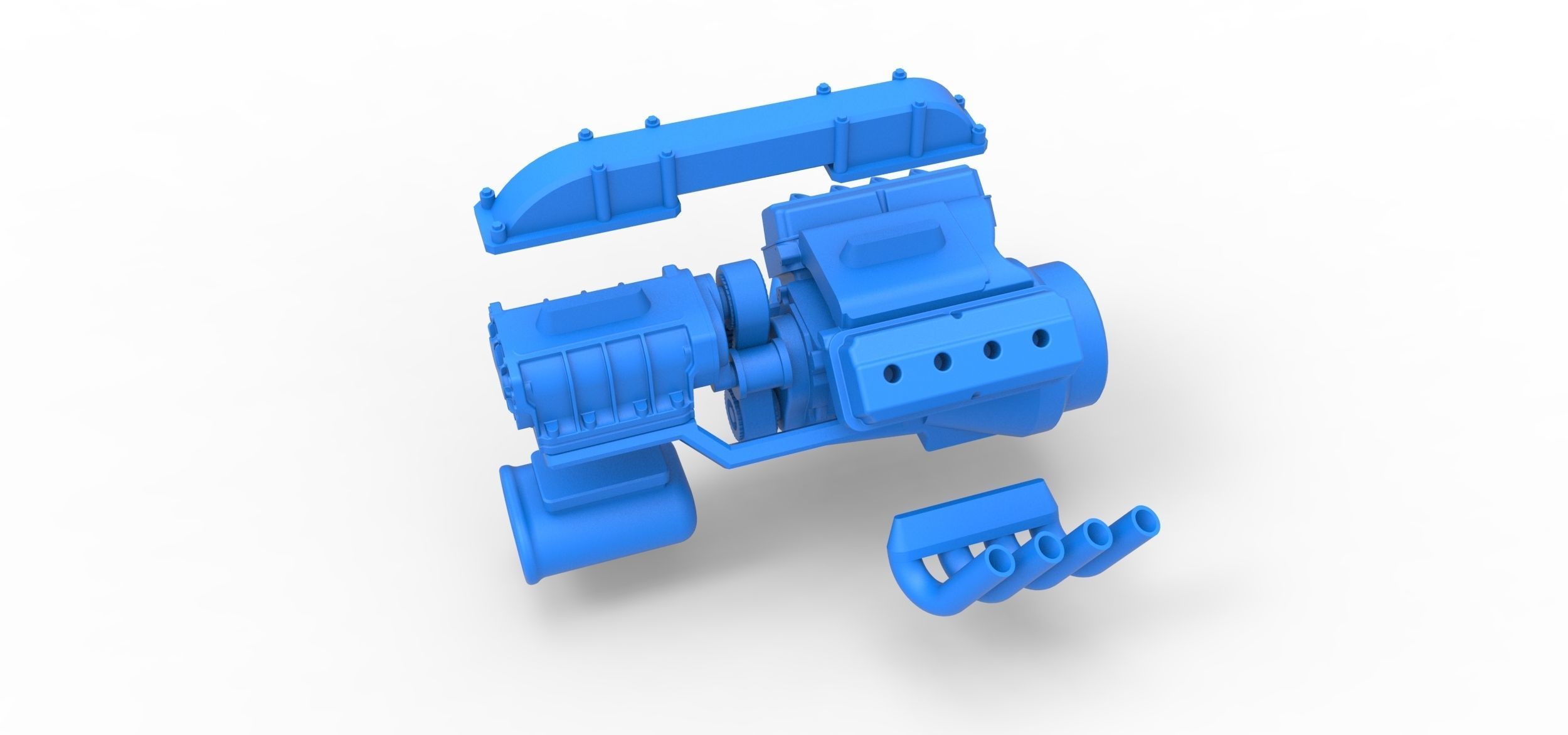 Engine V8 for vintage dragster Version 3 Scale 1 to 25 3D print model_14