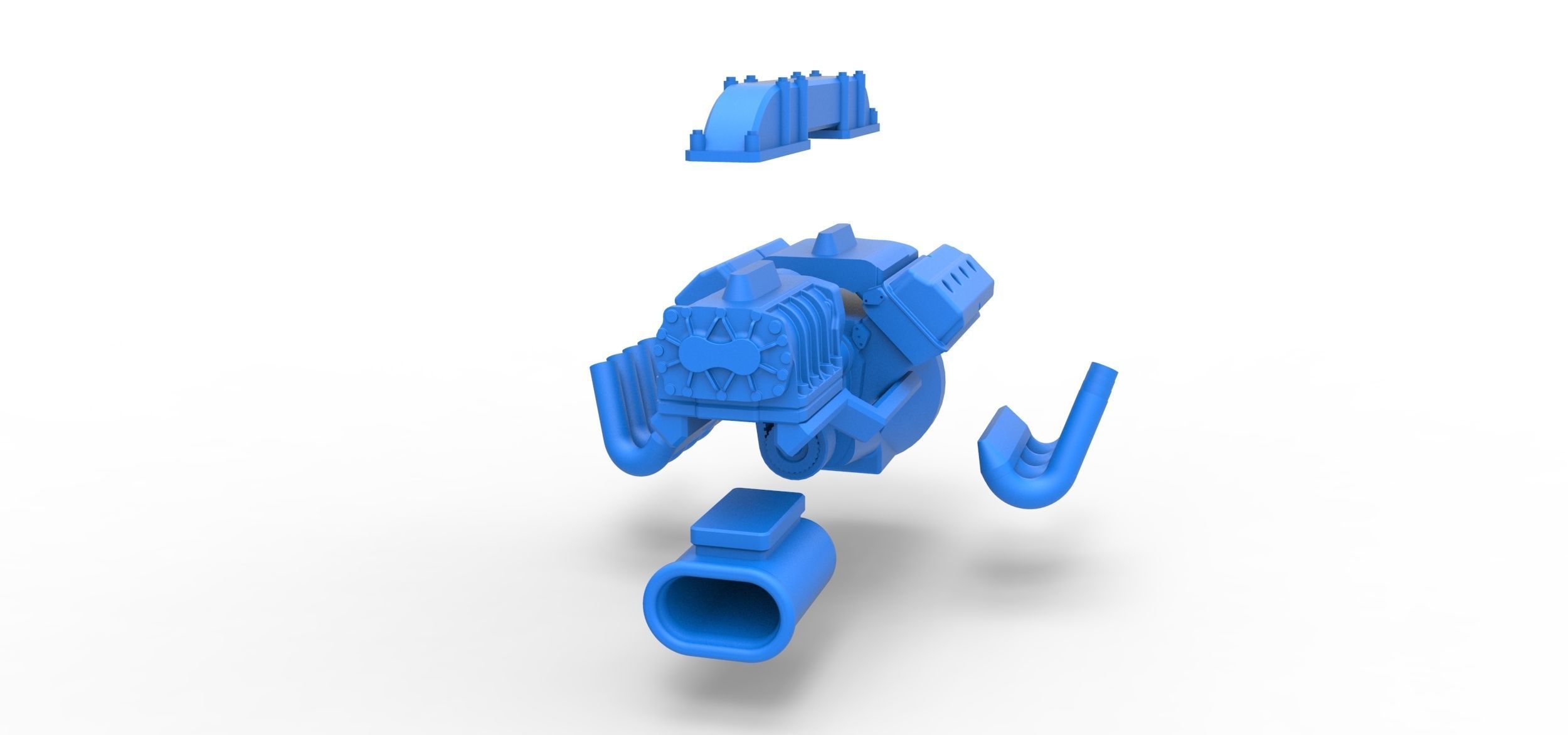 Engine V8 for vintage dragster Version 3 Scale 1 to 25 3D print model_16