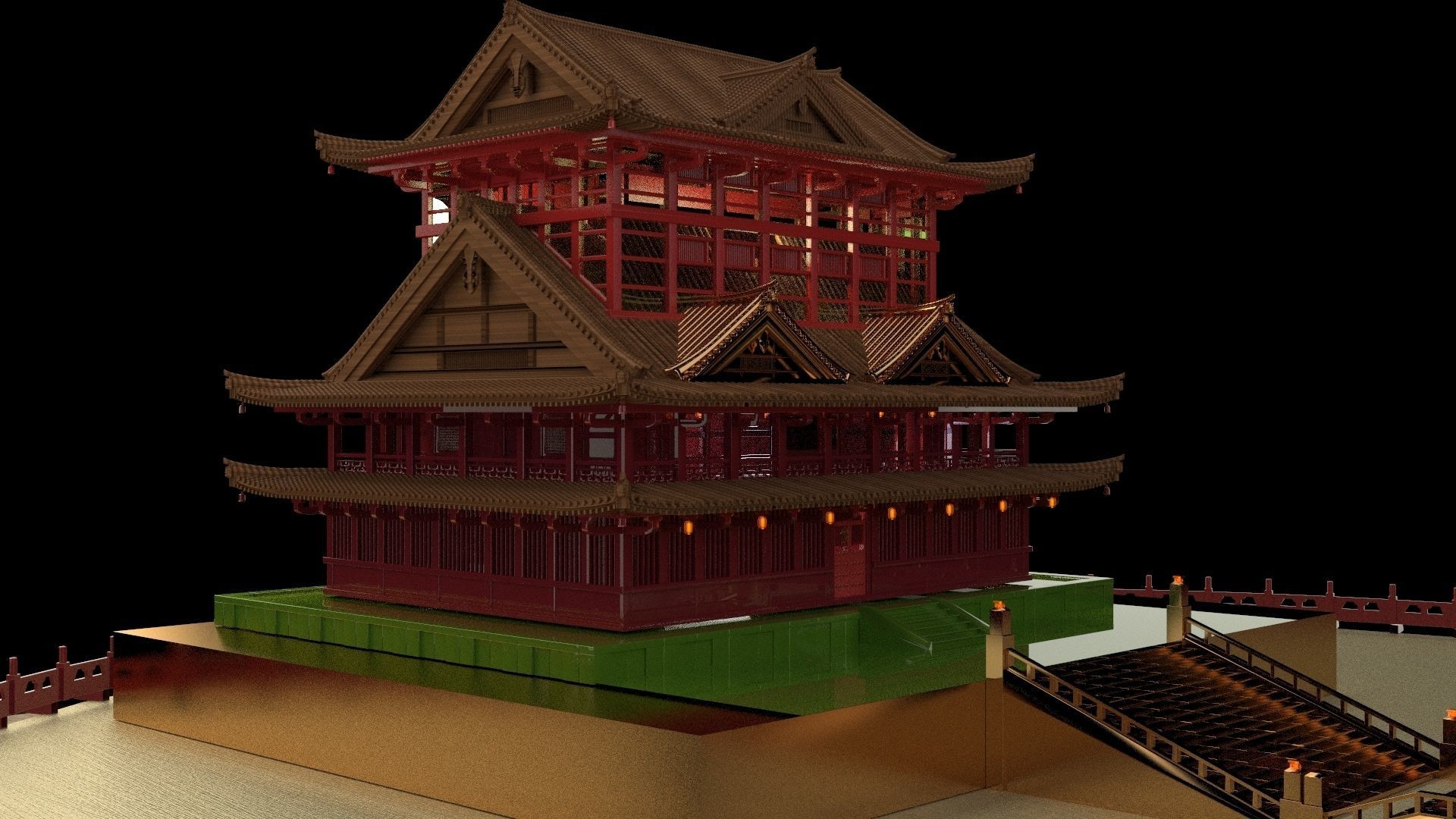 Chinese ancient house 3D model_1
