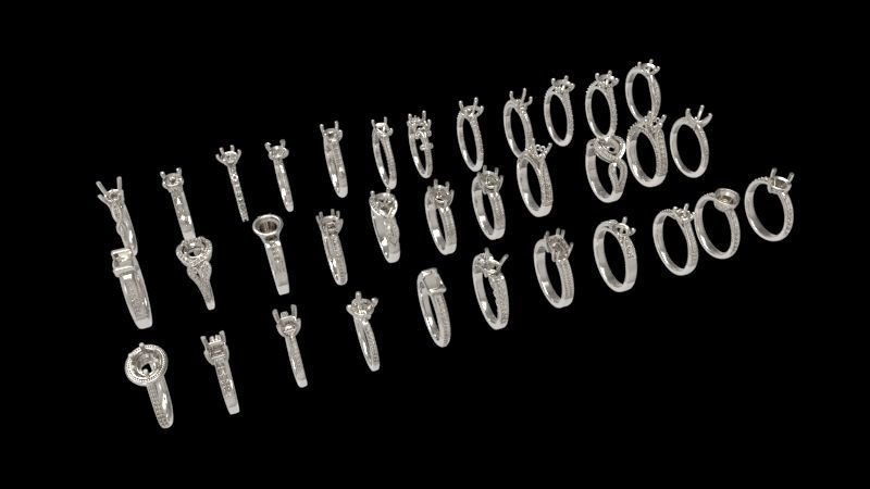 100 Plus Collection Engagement Ladies Rings Jewelry  3D print model_14