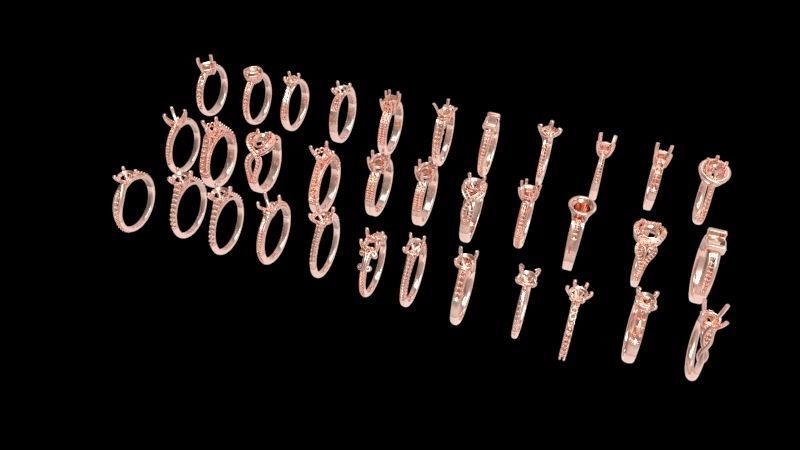 100 Plus Collection Engagement Ladies Rings Jewelry  3D print model_21