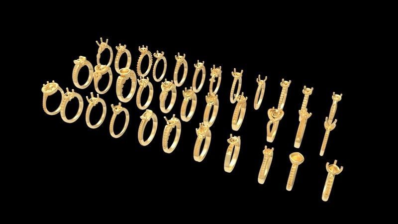 100 Plus Collection Engagement Ladies Rings Jewelry  3D print model_7