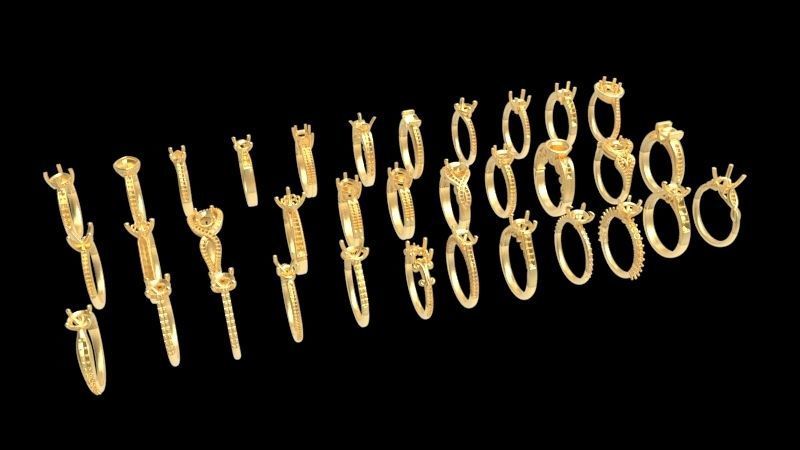 100 Plus Collection Engagement Ladies Rings Jewelry  3D print model_2