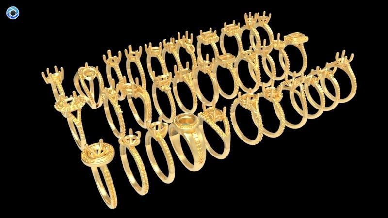 100 Plus Collection Engagement Ladies Rings Jewelry  3D print model_54