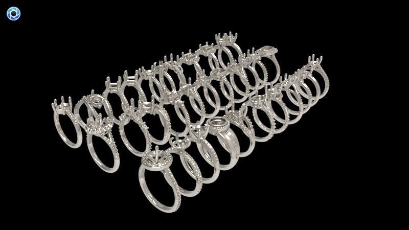 100 Plus Collection Engagement Ladies Rings Jewelry  3D print model_64