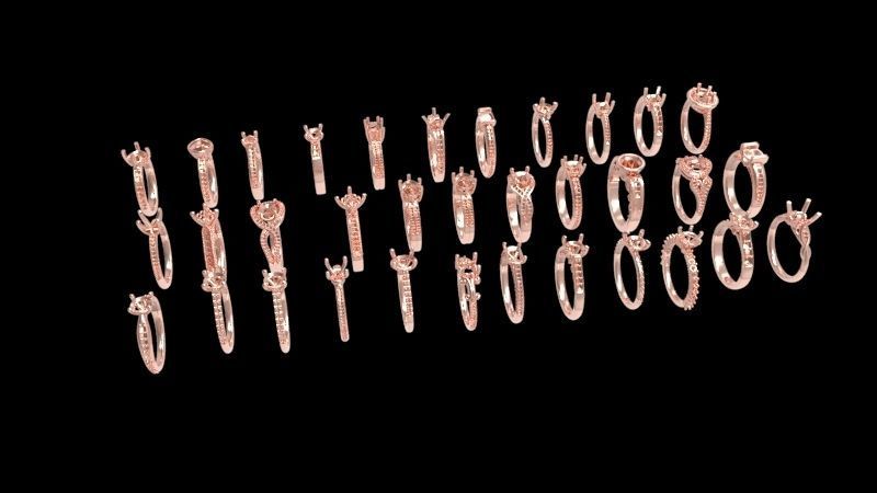 100 Plus Collection Engagement Ladies Rings Jewelry  3D print model_20