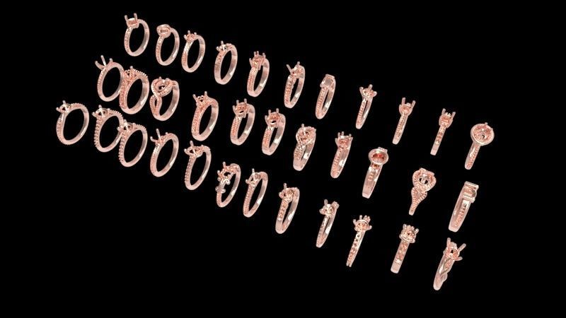 100 Plus Collection Engagement Ladies Rings Jewelry  3D print model_22