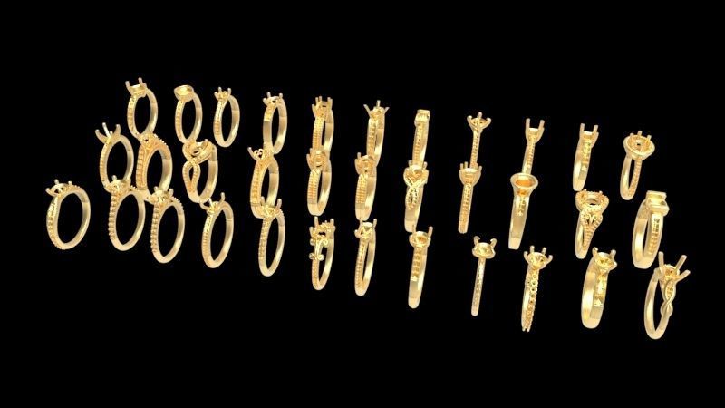 100 Plus Collection Engagement Ladies Rings Jewelry  3D print model_3