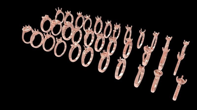 100 Plus Collection Engagement Ladies Rings Jewelry  3D print model_26