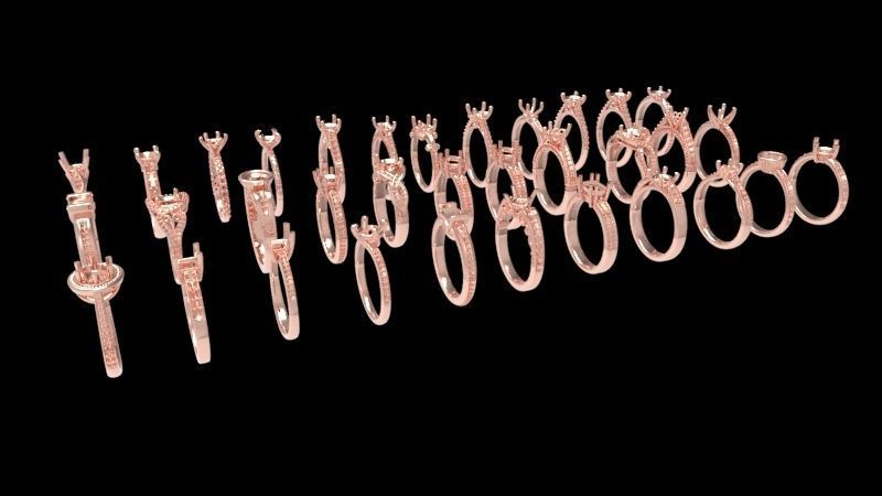 100 Plus Collection Engagement Ladies Rings Jewelry  3D print model_25
