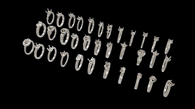 100 Plus Collection Engagement Ladies Rings Jewelry  3D print model_15